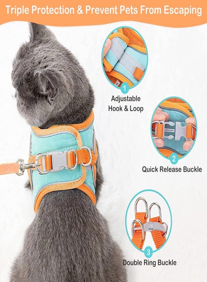 GALV Cat Harness with Leash,Cat Belt Adjustable Size Breathable Cat Vest Strap with Safety Reflective Strip,Pet Leash with Harness for Small pet (M, Orange)(149 cm=1.5 Meter) - Image 3